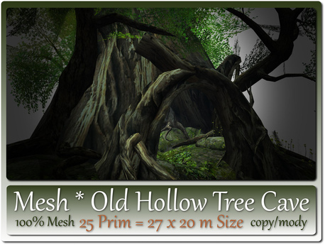 Mesh Old Hollow Tree Cave 25 Prim = 27x20 m Size copy/mody