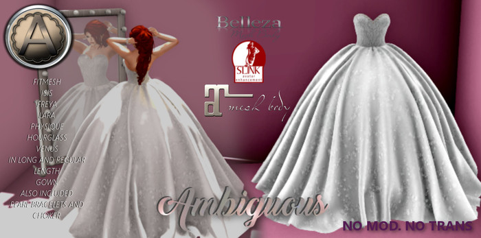 !.AMBIGUOUS.! PEARL WEDDING GOWN FITMESH