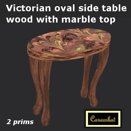 Victorian oval side table - wood with marble top