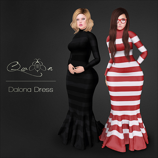 *QweenB* Dalona Dress - Gray & Wht