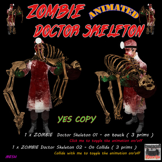 ZOMBIE Doctor Skeleton - ANIMATED (box)