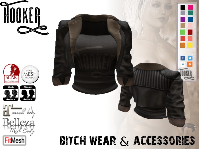 ZOE Leather Jacket black Fat Pack for Maitreya, Belleza, Slink, TMP, Standard