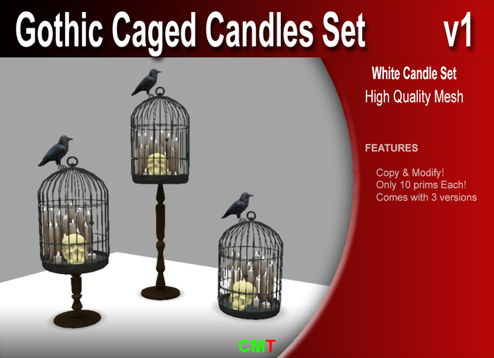 SM - Gothic Caged Candles White Set (box)