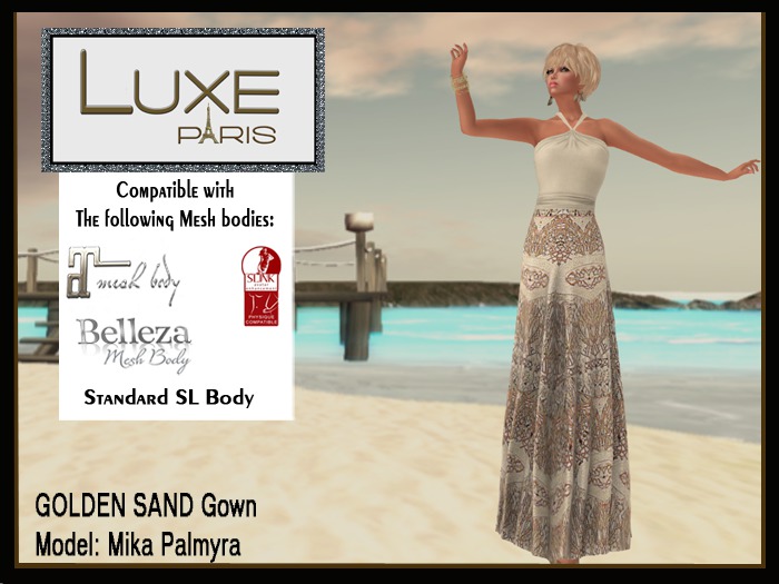 Second Life Marketplace LUXE Paris GOLDEN SAND Gown