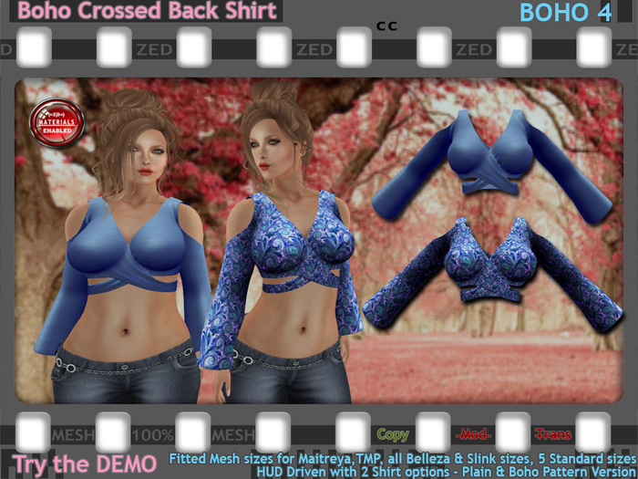 ::ZED:: Boho Crossed Back Shirt, BOHO 4