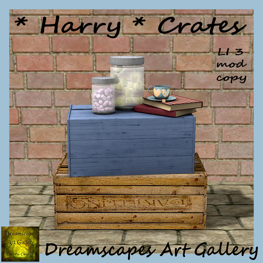 *Harry* Crates D - Wooden crates with jars, books and a cup of tea