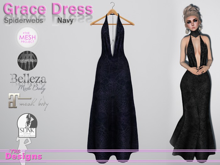 Grace Dress Spiderweb Navy