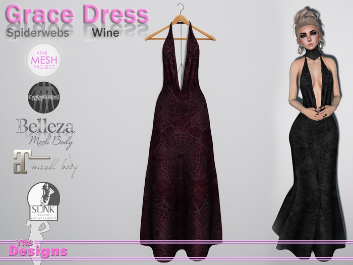 Grace Dress Spiderweb Wine
