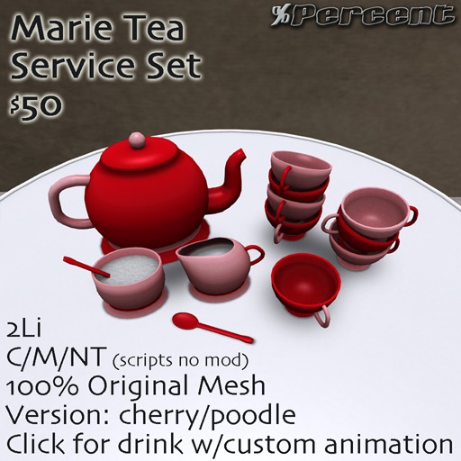 %Marie Tea Service Set (poodle/cherry) *MESH* Delivery Box