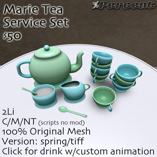 % Marie Tea Service Set (spring/tiff) *MESH*