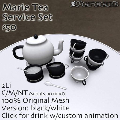 %Marie Tea Service Set (white/black) *MESH* Delivery Box