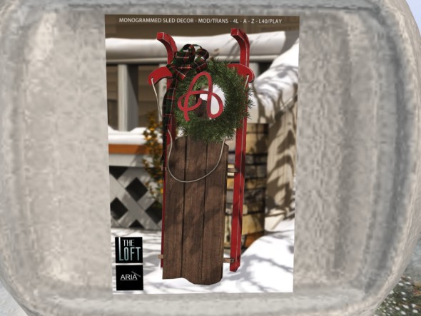 The Loft & Aria - Monogrammed Sled Decor - Y