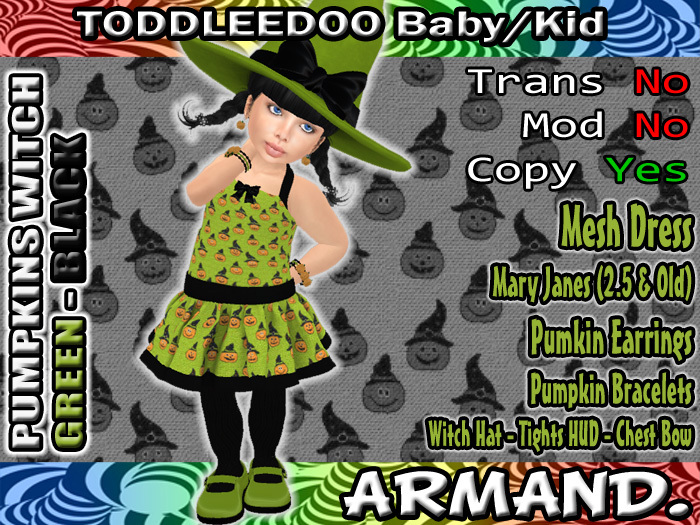 --ARMAND-- PUMPKINS WITCH - GREEN-BLACK