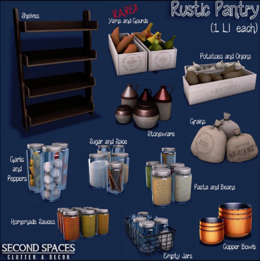 Second Spaces - Rustic Pantry - yams and gourds RARE