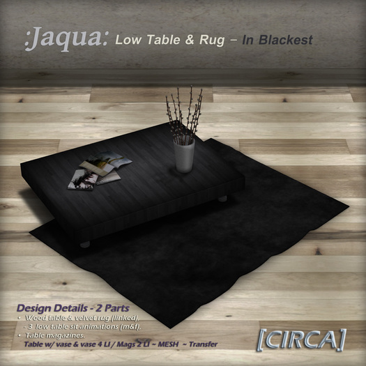 [CIRCA] - "Jaqua" - Low Table & Rug - In Blackest