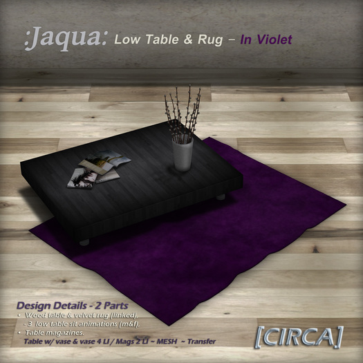 [CIRCA] - "Jaqua" - Low Table & Rug - In Violet