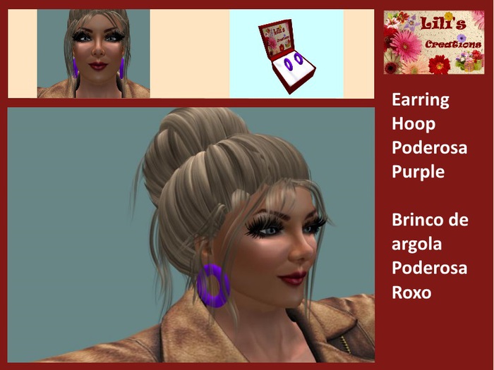 Earring hoop Poderosa purple BOX
