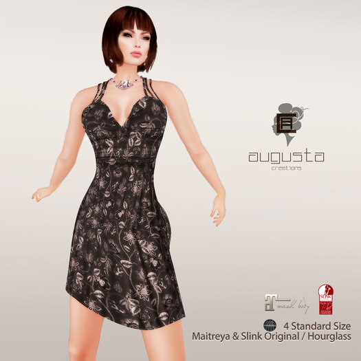 Fay flowers black_Fitted Dress Mesh_**Augusta creation**