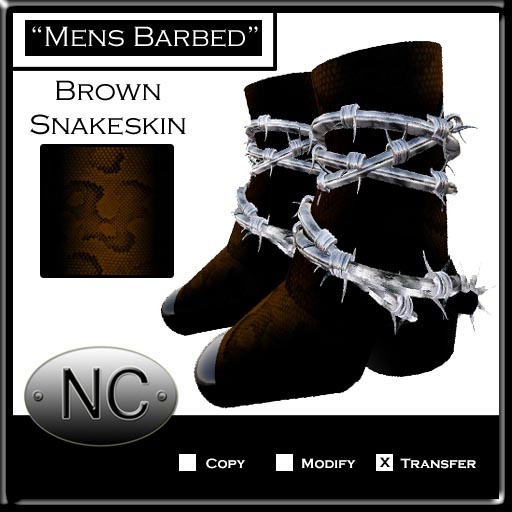 NC-Mens Barbed Boots-Brown Snakeskin