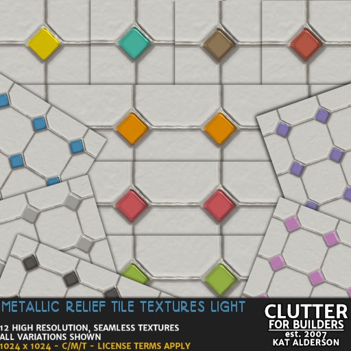 CLUTTER - Metallic Relief Tile Textures Light - 12PK