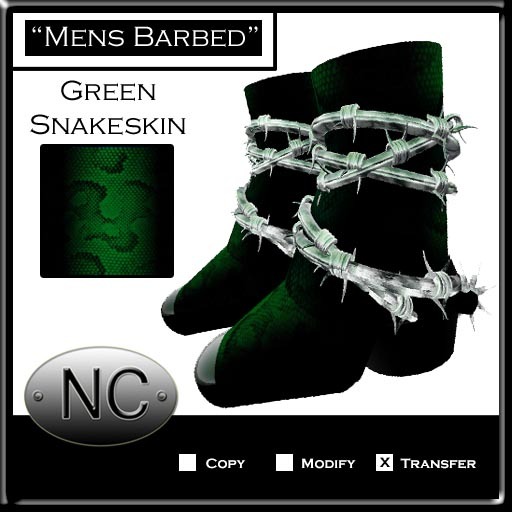 NC-Mens Barbed Boots-Green Snakeskin