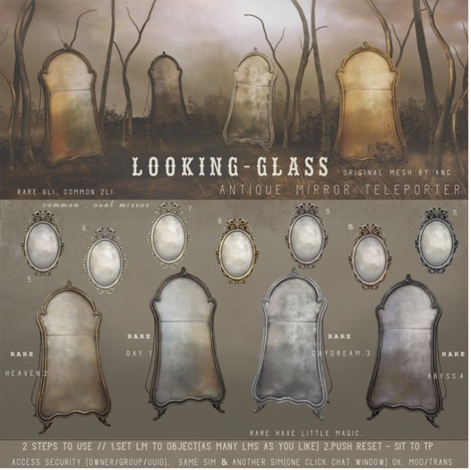 7) {anc} Looking-glass. {oval mirror} platinum