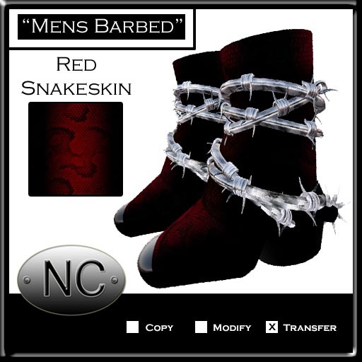 NC-Mens Barbed Boots-Red Snakeskin