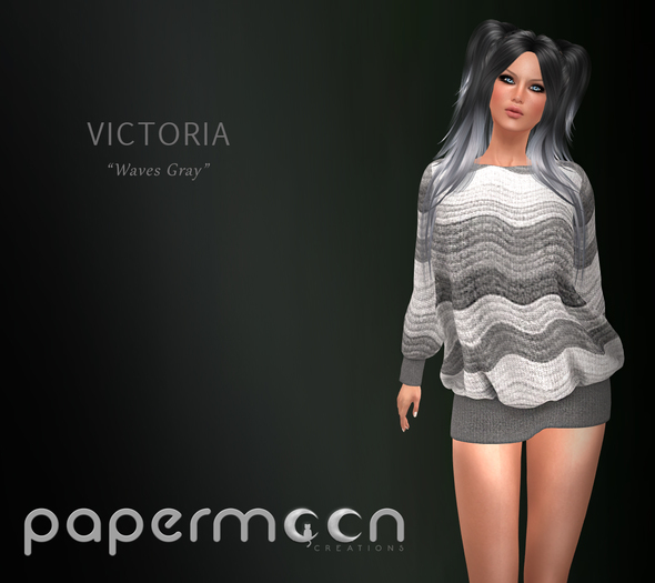 PaperMoon- VICTORIA Kinetted Mini Dress- Waves Gray