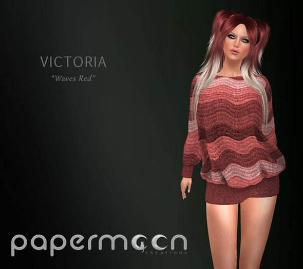 PaperMoon- VICTORIA Kinetted Mini Dress-Waves Red