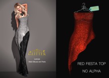 *GLITTER* LOOSE BLOUSE MESH GLITTER RED FIESTA (No Alpha)