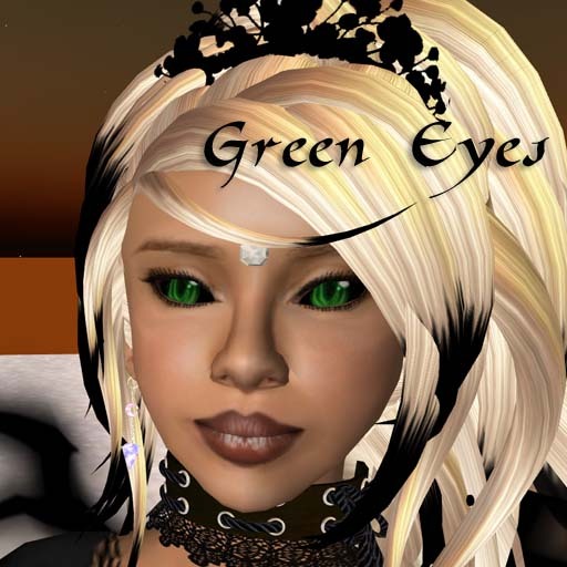 Second Life Marketplace green eyes in black
