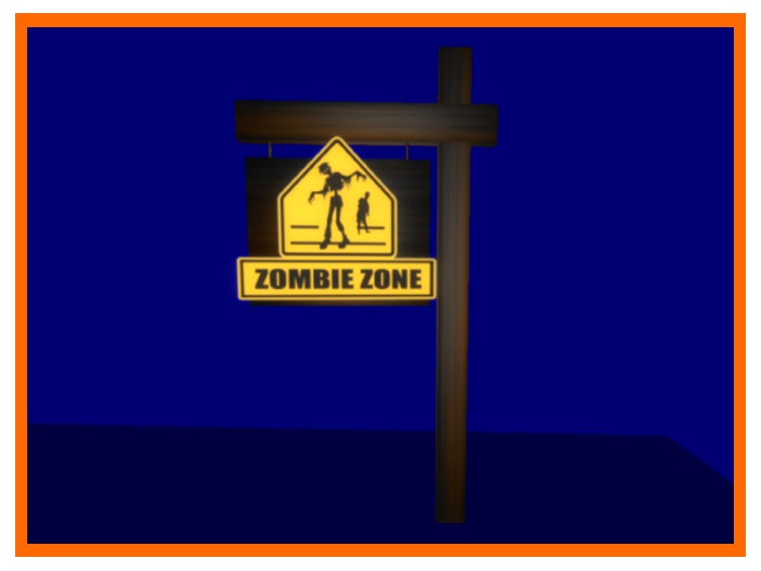 M.D Zombie Zone sign post
