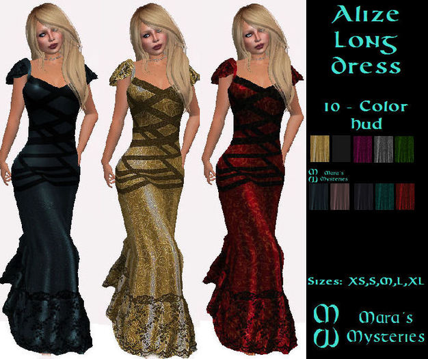 *MM*  Alize Long Dress - 10 Color HUD !