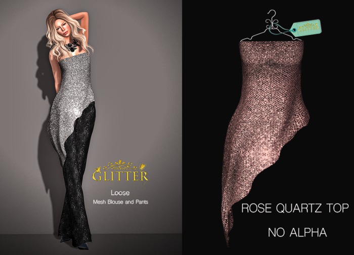 *GLITTER* LOOSE BLOUSE MESH GLITTER ROSE QUARTZ (No Alpha)