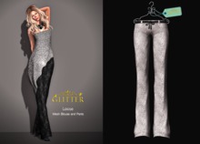 *GLITTER* LOOSE PANTS MESH GLITTER SILVER WITH BELT