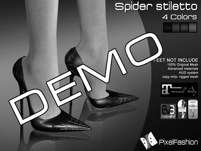  :)(: DEMO Spider Pumps - 4 Colors - Maitreya lara - slink high feet - Gaeline tip toe - EVE Avatar mesh