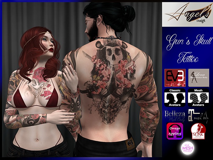 Gun's Skull Tattoo - Angels Design