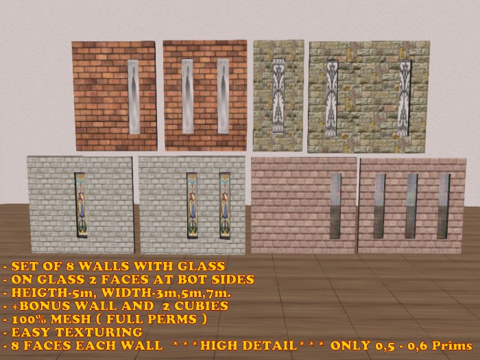 Set of 8 Walls - Mesh Full Perms (AL)