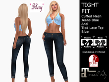*BSASSY* TIGHT JEANS BLUE AND LACE TIED TOP BLUE