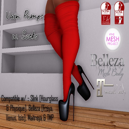 F.Noire - Vain Pumps - Noire/Red Socks