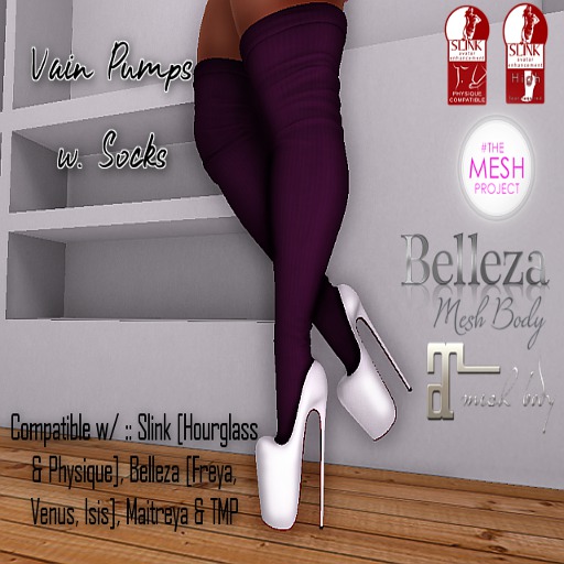 F.Noire - Vain Pumps - Blanc/Grape Socks