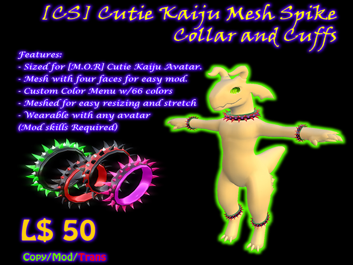 [CS]Cutie Kaiju Mesh Spike Collar & Cuffs [BOX]