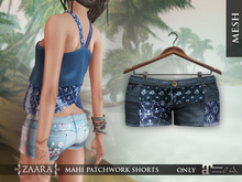 Zaara : Mahi patchwork shorts (maitreya) *indigo print*