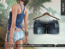 Zaara : Mahi patchwork shorts (maitreya) *indigo*