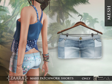 Zaara : Mahi patchwork shorts (maitreya) *light blue*