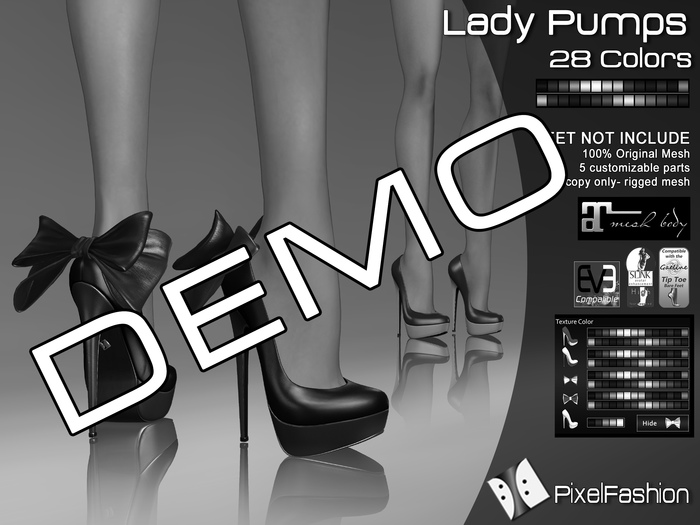  :)(: DEMO Lady Pumps - 28colors - Maitreya lara - slink high feet - EVE body mesh