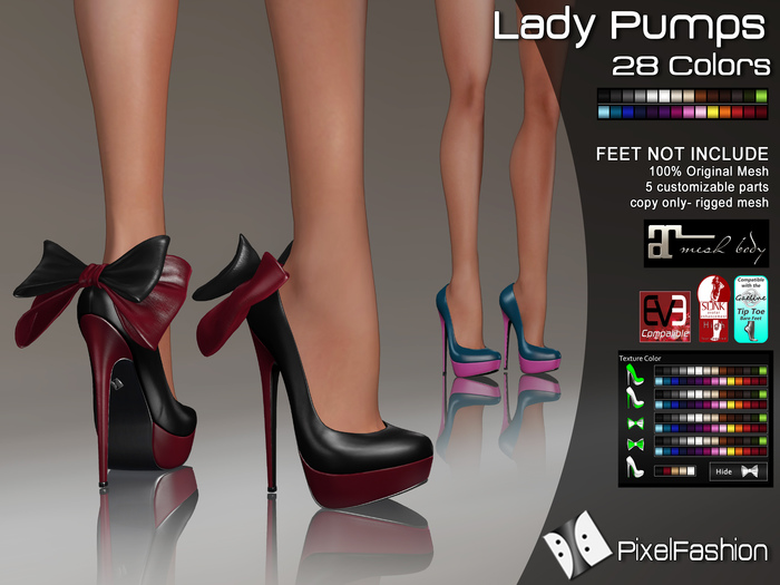 :)(: Lady Pumps - 28 Colors - Maitreya lara - slink high feet - EVE body mesh