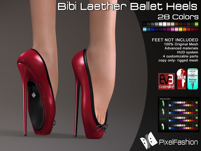 50% OFF :)(: Bibi Leather Ballet Heels - All Colors Slink Pointe Feet - Gaeline Pointe Bare Feet - EVE Body mesh