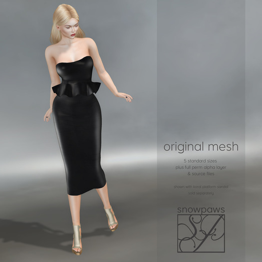 Snowpaws - Mille Strapless Ruffle Dress - Black
