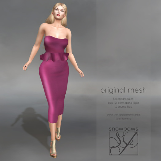 Snowpaws - Mille Strapless Ruffle Dress - Magenta